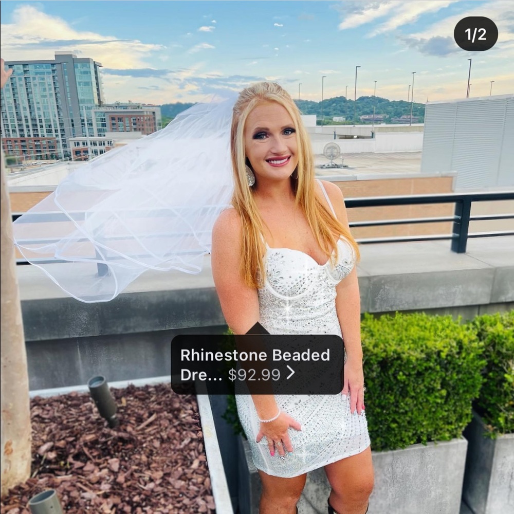 White rhinestone dress